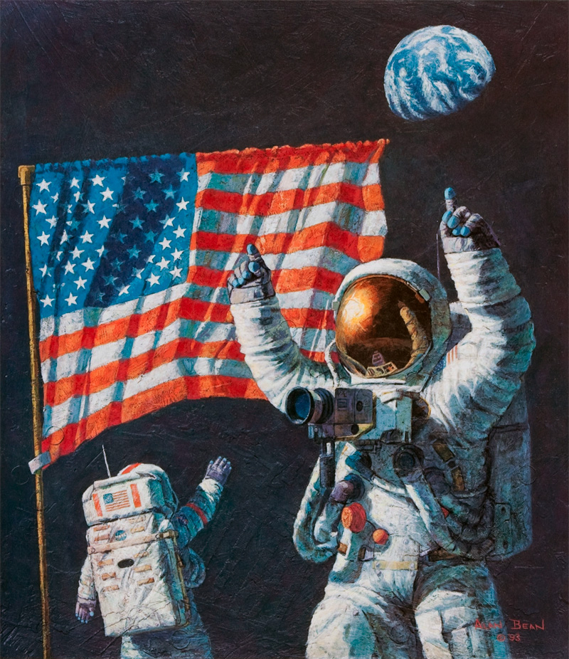 Illustration for article titled The Fourth Man To Walk On the Moon Also Paints Beautiful Space ArtÂ